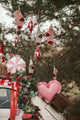 Heart Pillow with Frill Red Checkered