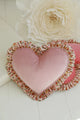 Velvet Heart Pillow with Frill Green Garden