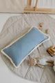 Bolster with Fringe Decorative Pillow Jeans Denim