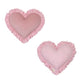 Cotton Velvet Pillow with Frill Pink Heart