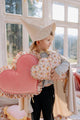 Velvet Heart Pillow with Frill Spring Garden