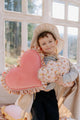 Velvet Heart Pillow with Frill Spring Garden