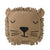 Lion Face Embroidery Cushion Sesame 34x34 cm