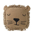 Lion Face Embroidery Cushion Sesame 34x34 cm