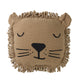 Lion Face Embroidery Cushion Sesame 34x34 cm
