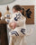 Tiger Embroidery Cushion Blue, Natural 40x32 cm