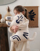 Tiger Embroidery Cushion Blue, Natural 40x32 cm