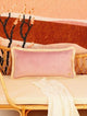 Soft Velvet Bolster with Fringe Light Pink