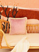 Soft Velvet Cushion with Fringe Light Pink