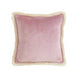 Soft Velvet Cushion with Fringe Light Pink