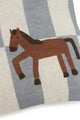 Vibes Rectangular Linen Cushion Blue Tiles Horse 33x22 cm