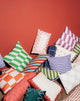 Stanley Square Linen Cushion Green Diagonal Tiles