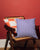 Stanley Square Linen Cushion Blue Thin Lines