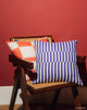 Stanley Square Linen Cushion Blue Thin Lines
