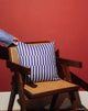 Stanley Square Linen Cushion Blue Thin Lines