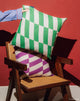 Stanley Square Linen Cushion Green Diagonal Tiles