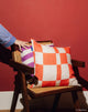 Stanley Square Linen Cushion Orange Tiles