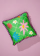 Grandma's Green Garden Pompom Cushion