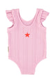 Heart Sleevless Baby Bodysuit Lilac & Red
