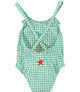 "Peace" Baby Swimsuit Green Chekered