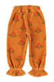Big Flowers Trousers With Ruffles Camel