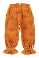 Big Flowers Trousers With Ruffles Camel